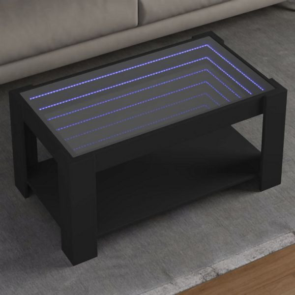 vidaXL LED-Couchtisch Schwarz 93x53x45 cm Holzwerkstoff, 847554