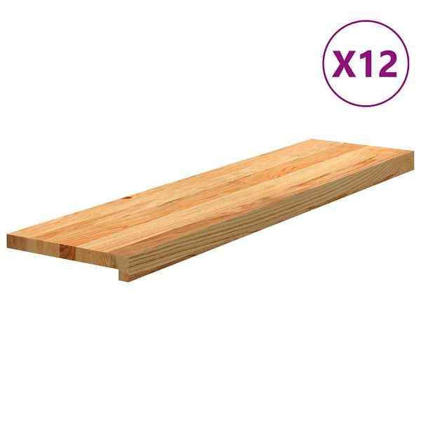 vidaXL Treppenstufen 12 Stk. Hellbraun 100x30x2 cm Massivholz Eiche, 3282986