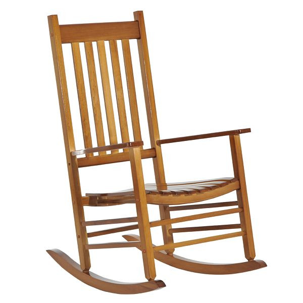 Outsunny Schaukelstuhl aus Holz mit Armlehne Schwingsessel Relaxstuhl Gartenstuhl Natur 69 x 86 x 115 cm, 84A-041