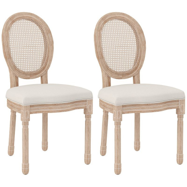 HOMCOM 2er-Set Esszimmerstühle Küchenstühle, Vintage Design, Wienergeflecht-Optik, Natur + Creme, 83A-080V00CW