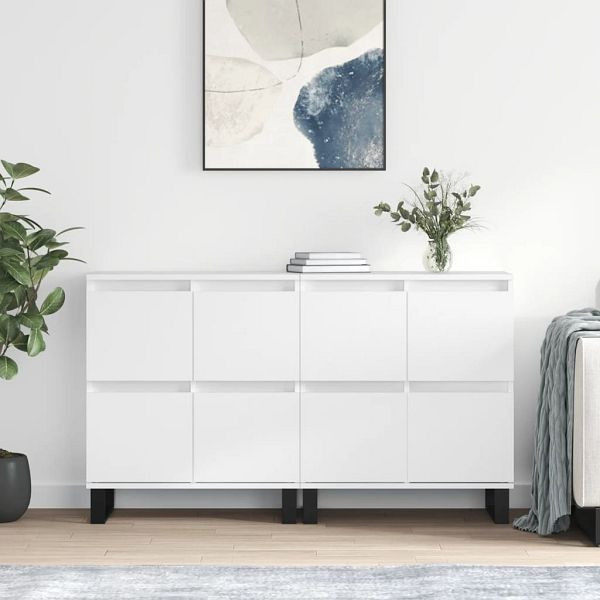 vidaXL Sideboards 2 Stück Weiß Holzwerkstoff, Top-Qualität, 3190181