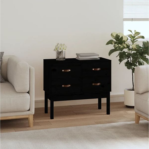 vidaXL Konsolenschrank Schwarz 90x40x78 cm Massivholz Kiefer, 821743