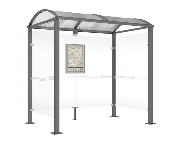 Procity Wartehalle Vierkantrohr - 2 Seitenverkleidungen, Farbe Procity grau, Maße: Breite 2500 x Höhe 2560 x Tiefe 1600 mm, 529318.GPRO
