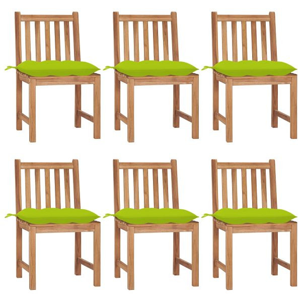 vidaXL Gartenstühle 6 Stück mit Kissen Massivholz Teak, 3073141