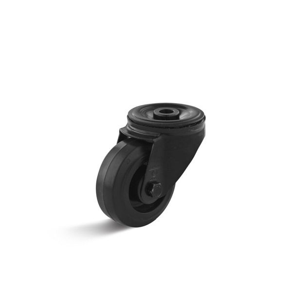 Torwegge Elastik-Vollgummi Lenkrolle, Tragfähigkeit 120 kg, Rad-Ø 80 mm, Radbreite 36 mm, Bauhöhe Gehäuse 59 mm, Gesamtbauhöhe 99 mm, 0049194