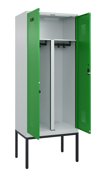 C+P PSA Doppel-Spind Evolo PLUS, Gestell, 2 Abteile, 2120x800x500mm, 7035/6037, Zylinderschloss, 0490327-22P S10038