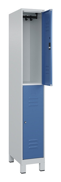 C+P Doppelstock-Spind Classic PLUS, Füße, 1 Abteil, 1950x300x500mm, 7035/5023, 080310-10 S10020