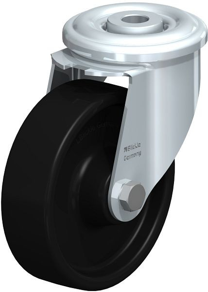 Blickle LIR-PHN 100G Hitzebeständige Stahlblech-Lenkrolle mit Rückenloch, Phenolharz, Schwarz, 605626