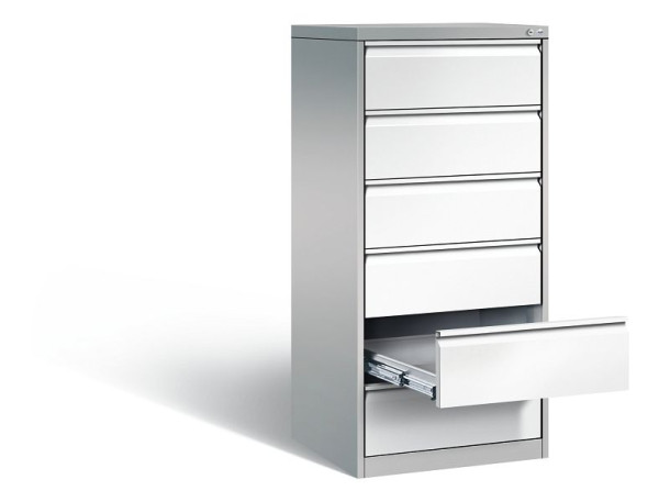 C+P Karteischrank Acurado, H1357xB553xT590mm, Farbe: Weißaluminium / Verkehrsweiß, Griffleiste, 12736-322 S10074