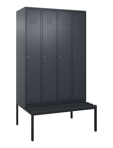 C+P Umkleidespind Classic PLUS mit Mitteltrennwand, 4 Abteile, 2120x1200x815mm, 7016/7016, Zylinderschlösser, 0800507-40F S10027