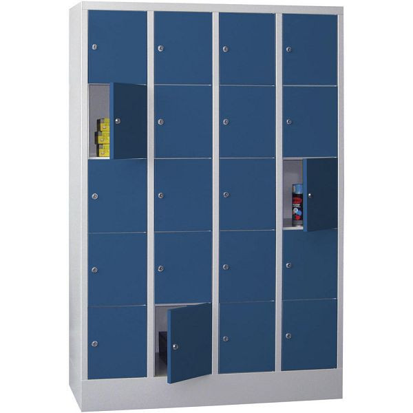 Deskin Schließfachschrank CLASSIC mit glatten Türen, Korpus lichtgrau, Türen enzianblau, H 1850 x B 1200 x T 500 mm, 264202