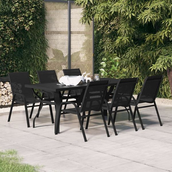 vidaXL 7-tlg. Garten-Essgruppe Schwarz, Top-Qualität, 3095986