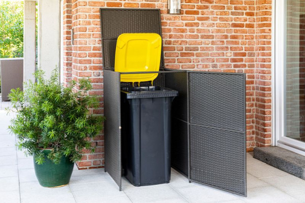 Merxx Mülltonnenabdeckung, 64 x 64 x 109 cm, grau, Stahlgestell mit Kunststoffgeflecht, 28945-209