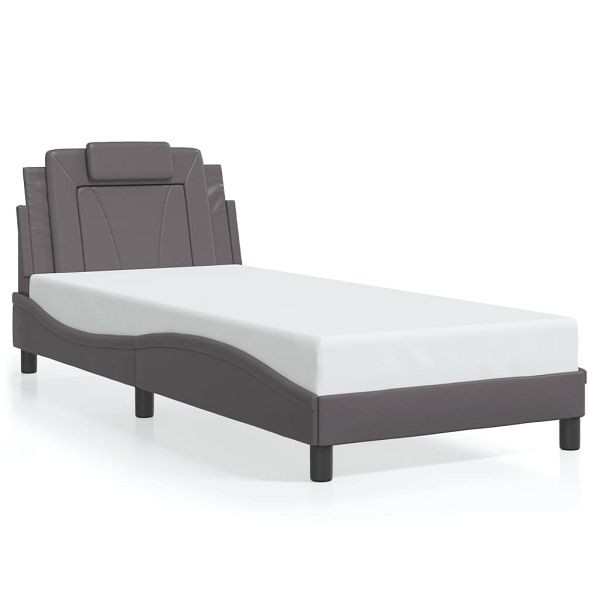 vidaXL Bettgestell mit Kopfteil Grau 80x200 cm Kunstleder, 3208057