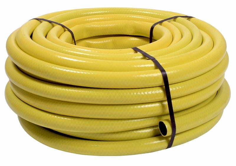 as-Schwabe Wasserschlauch 50m, gelb formstabiler und druckfester Gewebeschlauch mit Polyester-Cordnetzeinlage, Durchmesser 3/4 Zoll, 12732