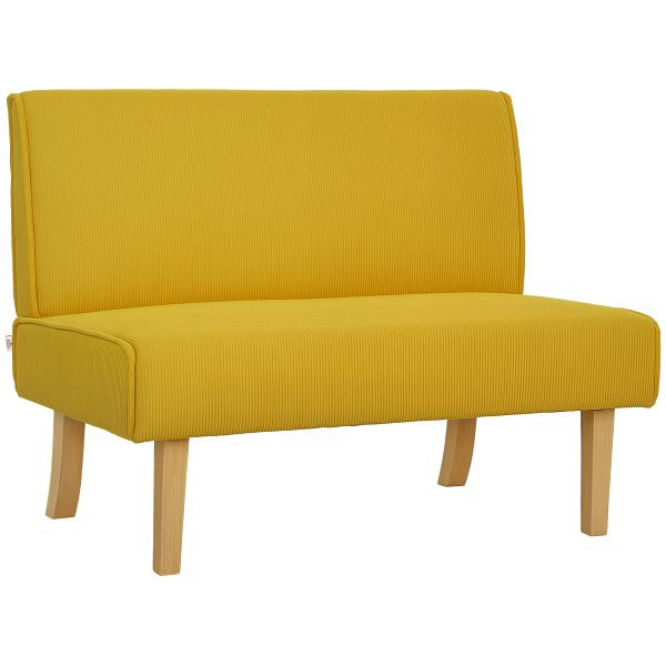 HOMCOM Zweisitzer-Sofa mit Cord-Bezug, dicker Polsterung und soliden Holzbeinen für Wohnzimmer, Schlafzimmer, Büro, Gelb, 83B-234V01YL