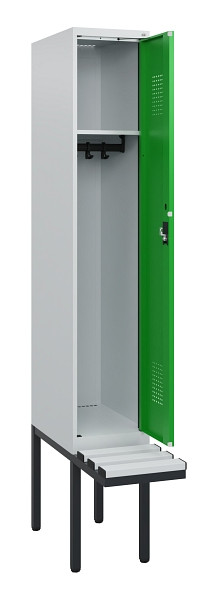 C+P Spind Evolo PLUS, 1 Abteil, 1950x300x815mm, 7035/6037, Zylinderschloss, Material Sitzfläche Kunststoff, 0490405-10 S10092