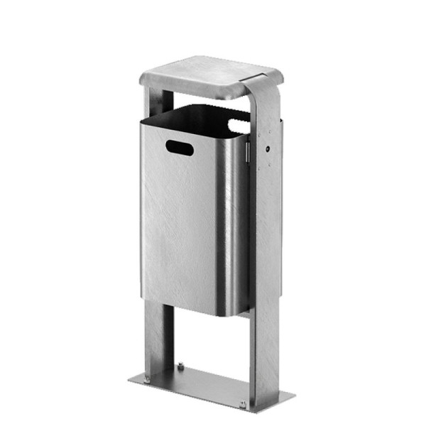 Stein HGS Abfallbehälter -City 200- mit Abdeckung, zum Aufschrauben, ohne Ascher, Behälter und Ständer ohne Farbe, Stahl, feuerverzinkt, 12652-0101