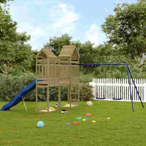 vidaXL Spielturm Imprägniertes Kiefernholz, Blau, 3156969