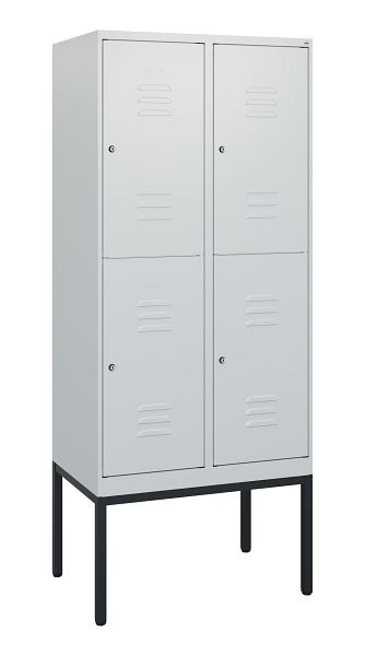 C+P Doppelstöckiger Spind Classic PLUS, Gestell, 2 Abteile, 1950x800x500mm, 7035/7035, Zylinderschlösser, 0803305-22 S10039