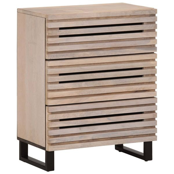 vidaXL Sideboard Weiß 60x34x75 cm Massivholz Mango, 377454