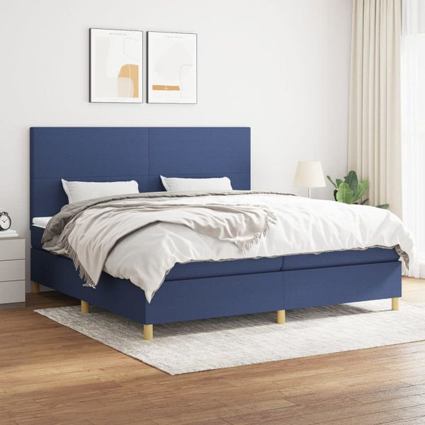 vidaXL Boxspringbett mit Matratze Blau 200x200 cm Stoff, 3142207