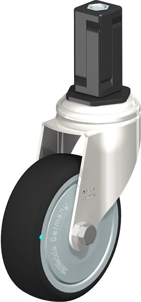 Blickle LKRXA-PATH 101KD-11-FK-EXV14 Edelstahl-Apparate-Lenkrolle mit Expander, Thermoplastisches Polyurethan, Grau, 853463
