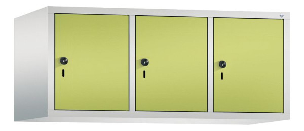 C+P Aufsatz-Garderobenschrank Evolo, 3 Abteile, H500xB1200xT500 mm, Lichtgrau/Viridingrün, 48090-32 S10049