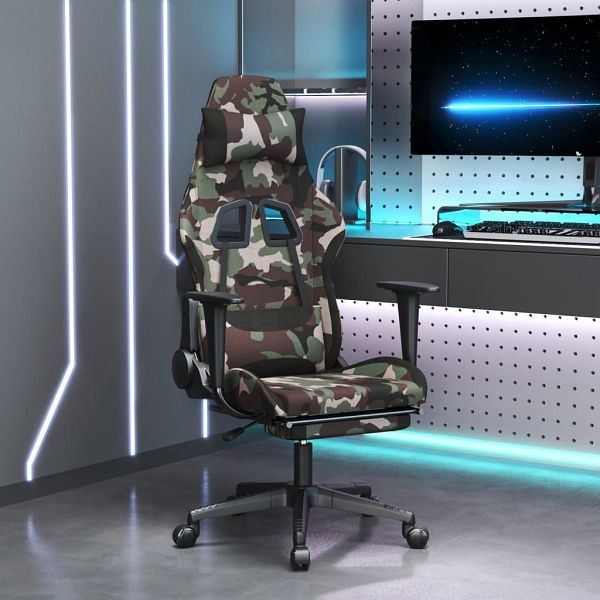 vidaXL Gaming-Stuhl mit Fußstütze Tarnfarben und Schwarz Stoff, 3143752
