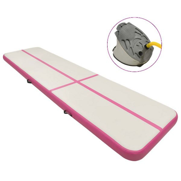 vidaXL Aufblasbare Gymnastikmatte mit Pumpe 700x100x20 cm PVC Rosa, 92688