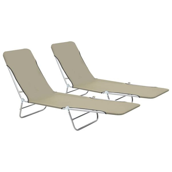 vidaXL Klappliegen 2 Stück Stahl und Stoff Taupe, pulverbeschichteter Stahl, 44303