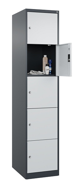 C+P Schließfachschrank Evolo PLUS, 5 Fächer, 1850x400x500mm, 7016/7035, 049000-125 S10017