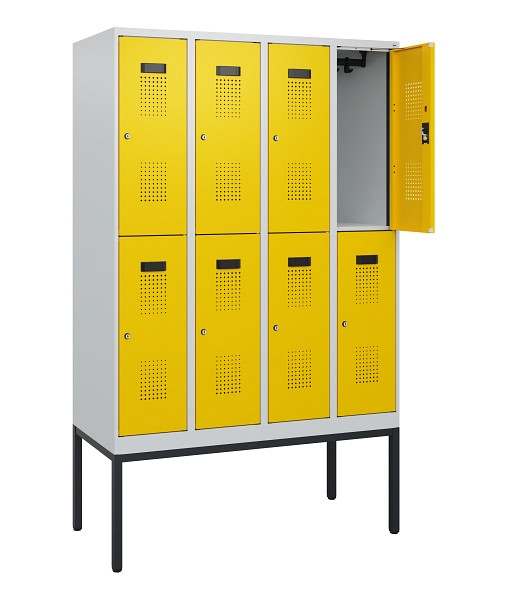 C+P Doppelstock-Spind Evolo PLUS, Gestell, 8 Fächer, 1950x1200x500mm, 7035/1023, Zylinderschloss, 0493305-40 S10020