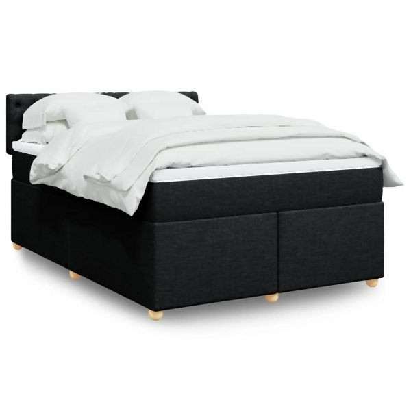 vidaXL Boxspringbett mit Matratze Schwarz 140x190 cm Stoff, 3286684