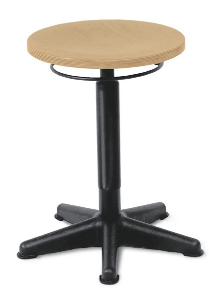 Deskin Drehhocker mit Gasfeder A-TEC 40, Kleines Fußkreuz Polyamid schwarz, Buchenschichtholz, 255283