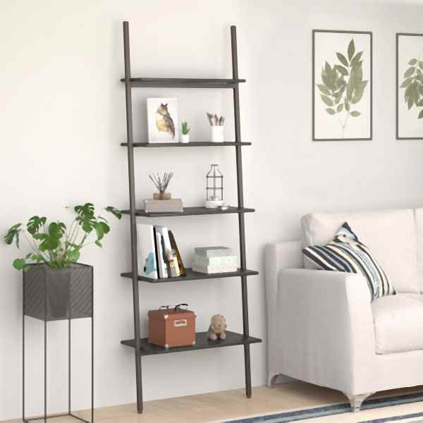 vidaXL Leiterregal mit 5 Böden Schwarz 64x34x185,5 cm, 336378