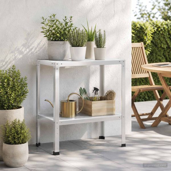 vidaXL Pflanztisch 60 x 40 x 80 cm Pulverbeschichteter Stahl Weiß, 8014870