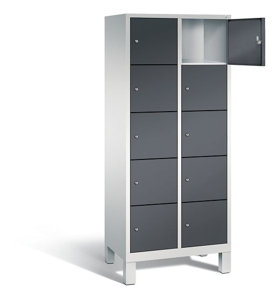 C+P Schließfachschrank Evolo, H1850xB810xT500mm, Farbe: Lichtgrau / Schwarzgrau, 48010-225 S10068