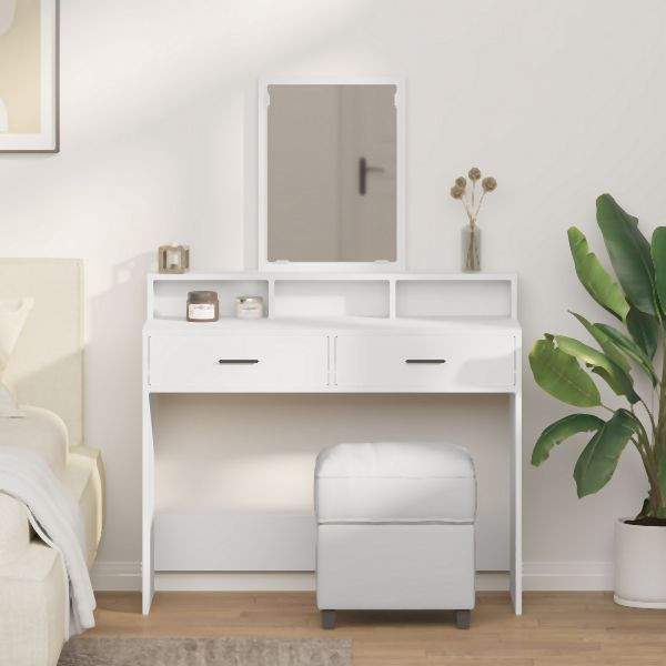 vidaXL Schminktisch mit Schubladen in Weiß, 100x41x140 cm, 865145