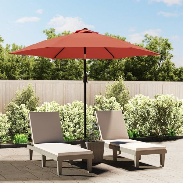 vidaXL Sonnenschirm mit LED-Leuchten Stahlmast 300 cm Terrakotta-Rot, 313757