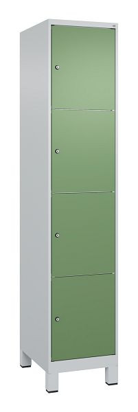 C+P Schließfachschrank Classic PLUS, Füße, 1950x400x500mm, 7035/6011, mit 4 Fächern, 080010-124 S10006
