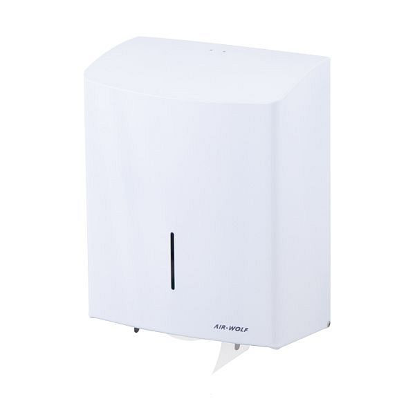 Air Wolf Duplex-Rollenspender, Serie Alpha, H x B x T: 333 x 265 x 147 mm, Edelstahl weiß, 60-121