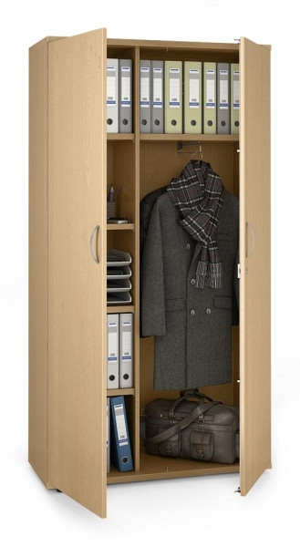 Deskin Garderobenschrank MULTI M pro, Dekor: Buchedekor, BxHxT: 1000 x 1890 x 420 mm, 250392