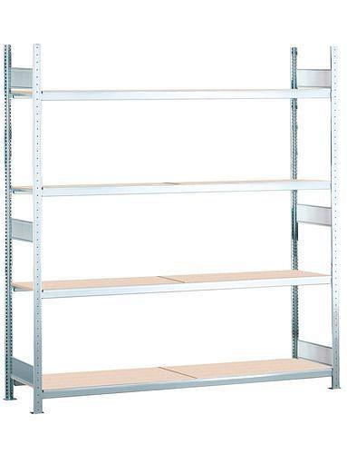 Schulte Weitspannregal mit Spanplatten, Grundfeld, 4 Lagerebenen, Fachbreite 1500 mm, 1560 x 536 x 2500 mm, 278928