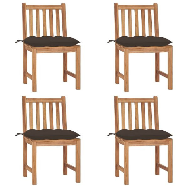 vidaXL Gartenstühle 4 Stück mit Kissen Massivholz Teak, 3073111