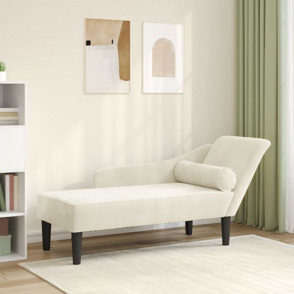 vidaXL Chaiselongue mit Kissen Creme Samt, Komfort, 4007595