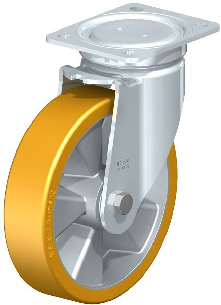 Blickle LU-ALTH 200K Stahlblech-Lenkrolle, schwere, geschlossene Ausführung, mit Anschraubplatte, Blickle Extrathane®, Hellbraun, 759174