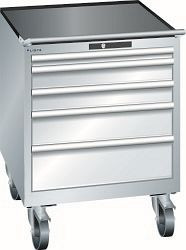 LISTA Schubladenschrank mobil 36x36E (BxTxH) 717x725x962mm AUTO Lock, Lichtgrau, 5 Schubladen, Fronthöhe: 50 - 200 mm, 78.652.020.A