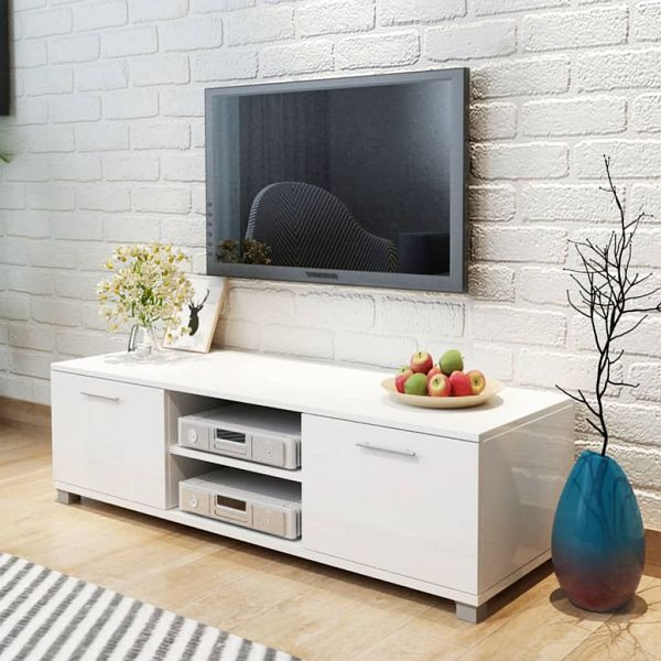 vidaXL TV-Schrank Hochglanz-Weiß 120×40,3×34,7 cm, 243041