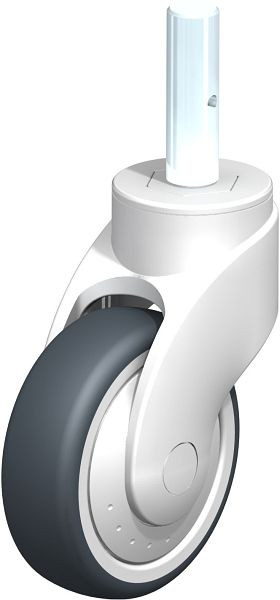 Blickle LWK-TPA 101K-FK-ZA51 Kunststoff-Lenkrolle WAVE mit Zapfen, Thermoplastisches Gummi-Elastomer, Grau, 744710